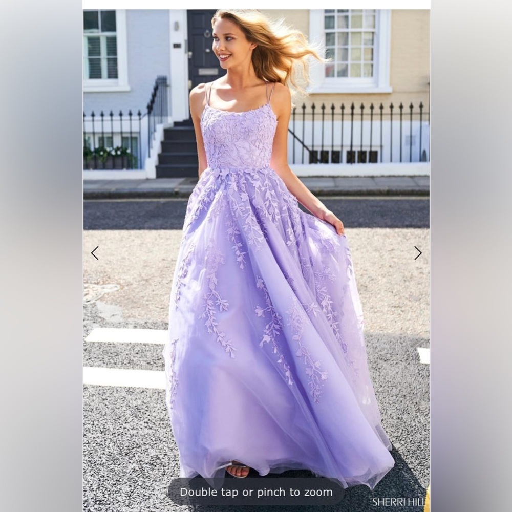 Sherri Hill Size 0 Purple Lace Corset Gown